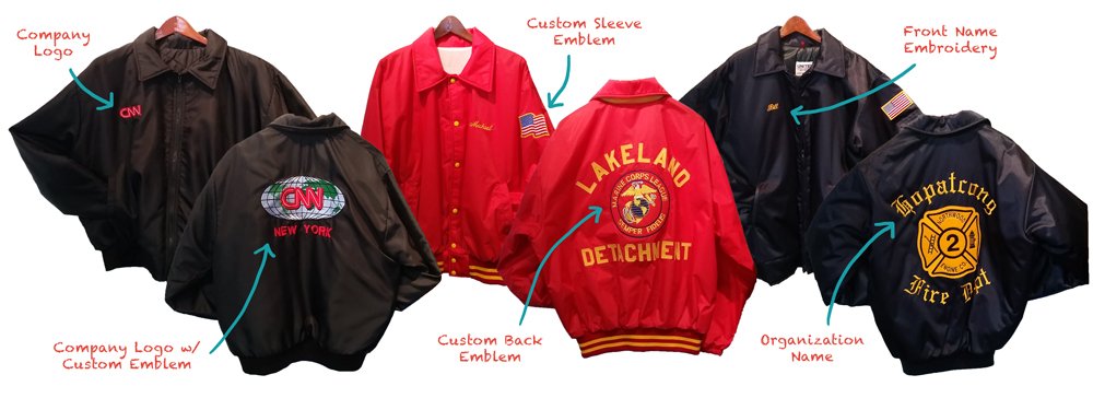 Custom jacket embroidery and Patches: Custom Jackets